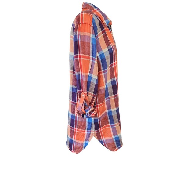 Lauren Ralph Lauren Linen Plaid Button Down Shirt Womens Large Academia Coastal - Picture 5 of 10